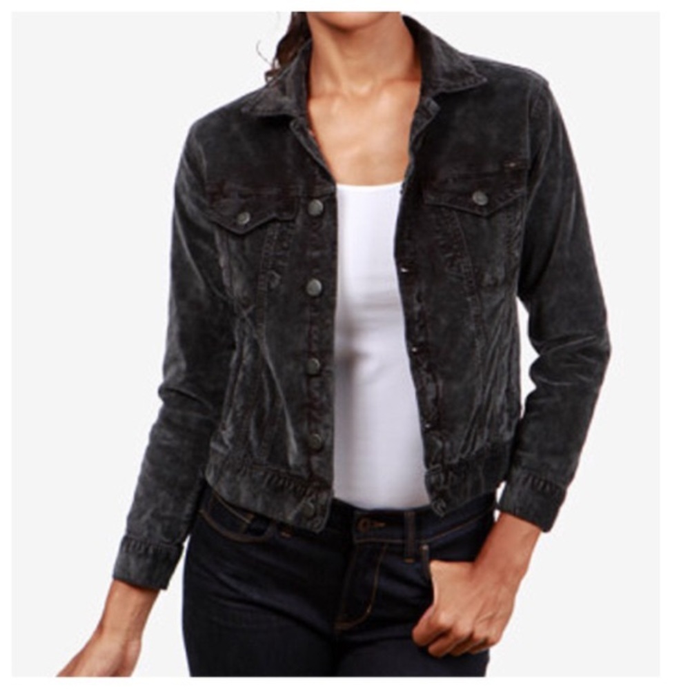 Lucky Brand Black Velvet Jean Jacket